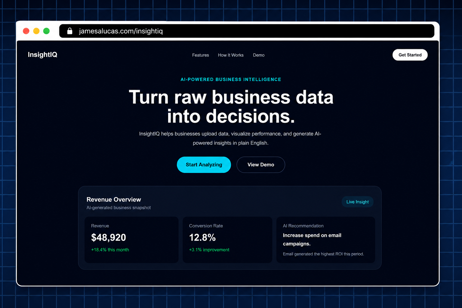 InsightIQ analytics dashboard project preview